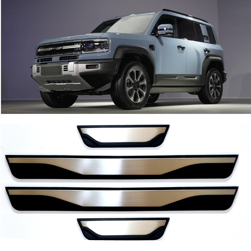 For BYD Formula Leopard 5 8 3 7 2023-2027 Door Sill Pedal Guards Trim Stainless Kick Scuff Plate Cover Protector Car Accessories