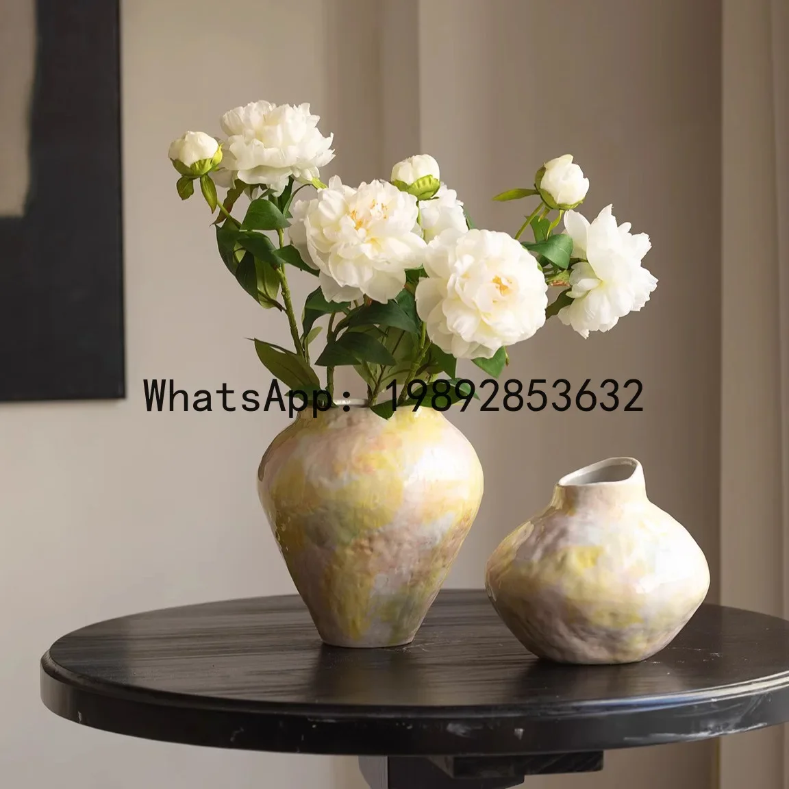 Ceramic Vase Handmade Earthenware Pot Flower Vase Flower Arrangement Accessories Retro Flowerpot Home Decoration Accessories