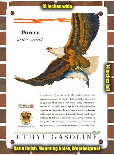 METAL SIGN - 1931 Power Under Control Ethyl Gasoline - 10x14 Inches