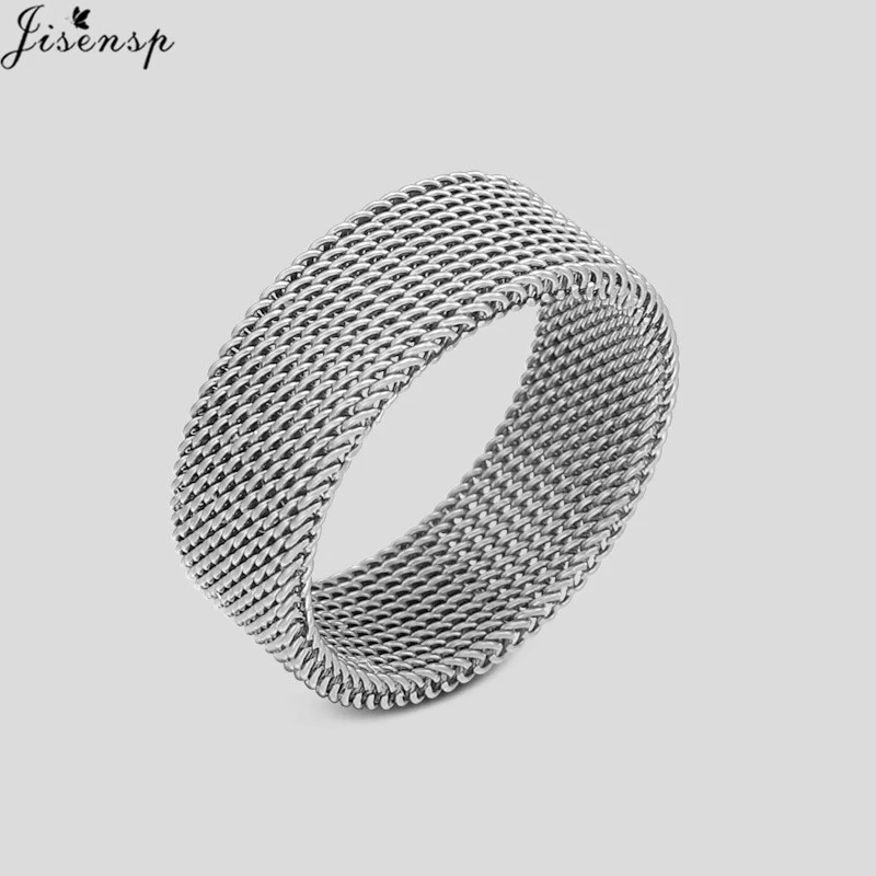 Vintage Weave Stainless Steel Men Women Rings Minimalist Geometric Cuff Ring Boyfriend Jewelry Anti Stress Creativity Party Gift