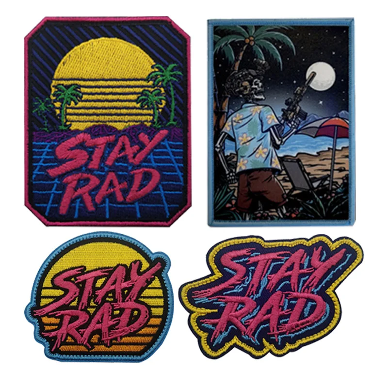 Outdoor-Taschenzubehör Coole Retro-Stil Strandurlaub Patches Gestickte magische Abzeichen Szenische Rucksack Kleidung Patches