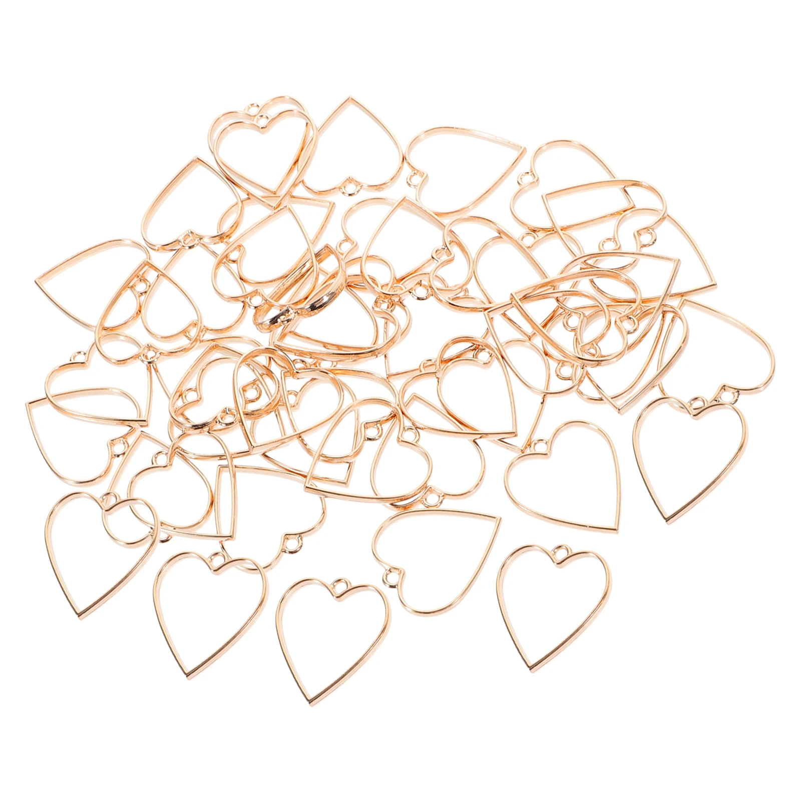 

50pcs Heart-Shaped Resin Pendant Bezels Hollow Open Charm Diy Jewelry Making Necklace Bracelet Accessories Handmade Craft