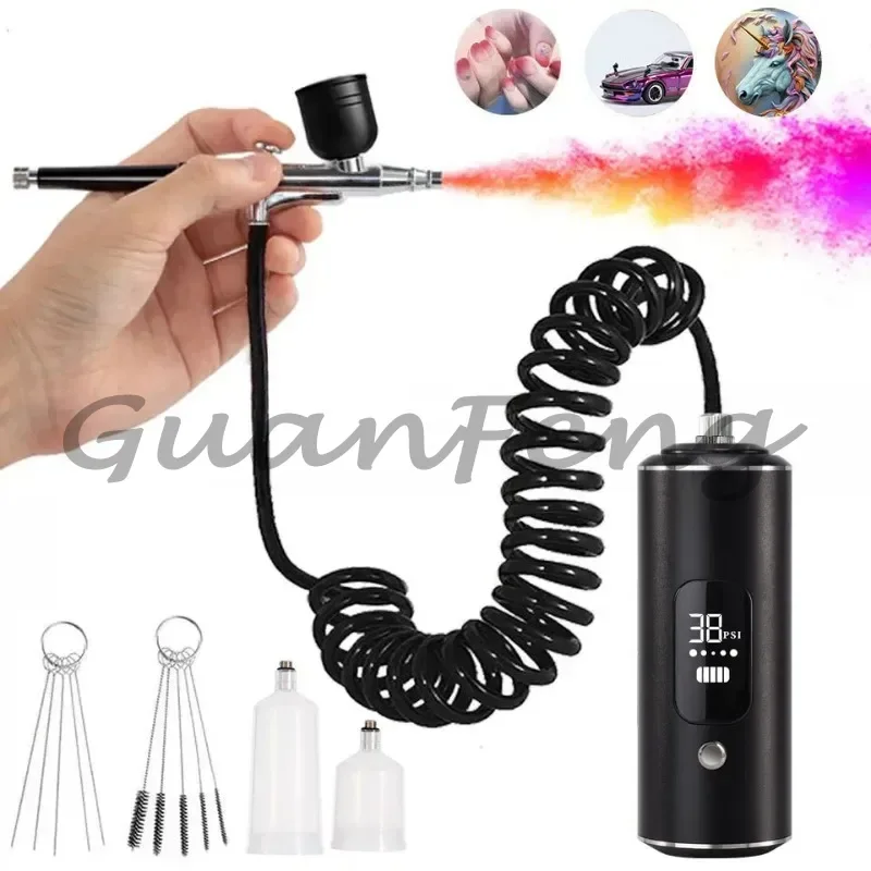Air Compressor Kit, Spray Pen for Nail Art, Model Coloring, Painting & Oxygen Injection Meter
