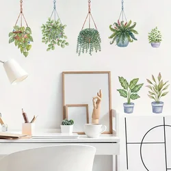 1Pc Green Plant Potted Wall Stickers For Living Room Kids Room Decoration Wall Decals Living Room Decor For House Bedroom DIY