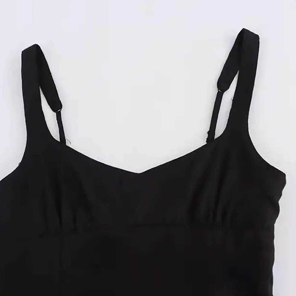 Vintage Summer Long Cami Dress Women Front Split Linen Sexy Dress Fashion 2024 Elegant Party Mujer Vestidos