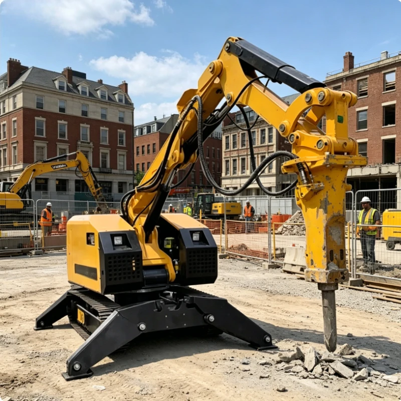 Autonomous Demolition Robot Electric Remote Control Crawler Tracked Hydraulic Breaker For Hazardous Environment