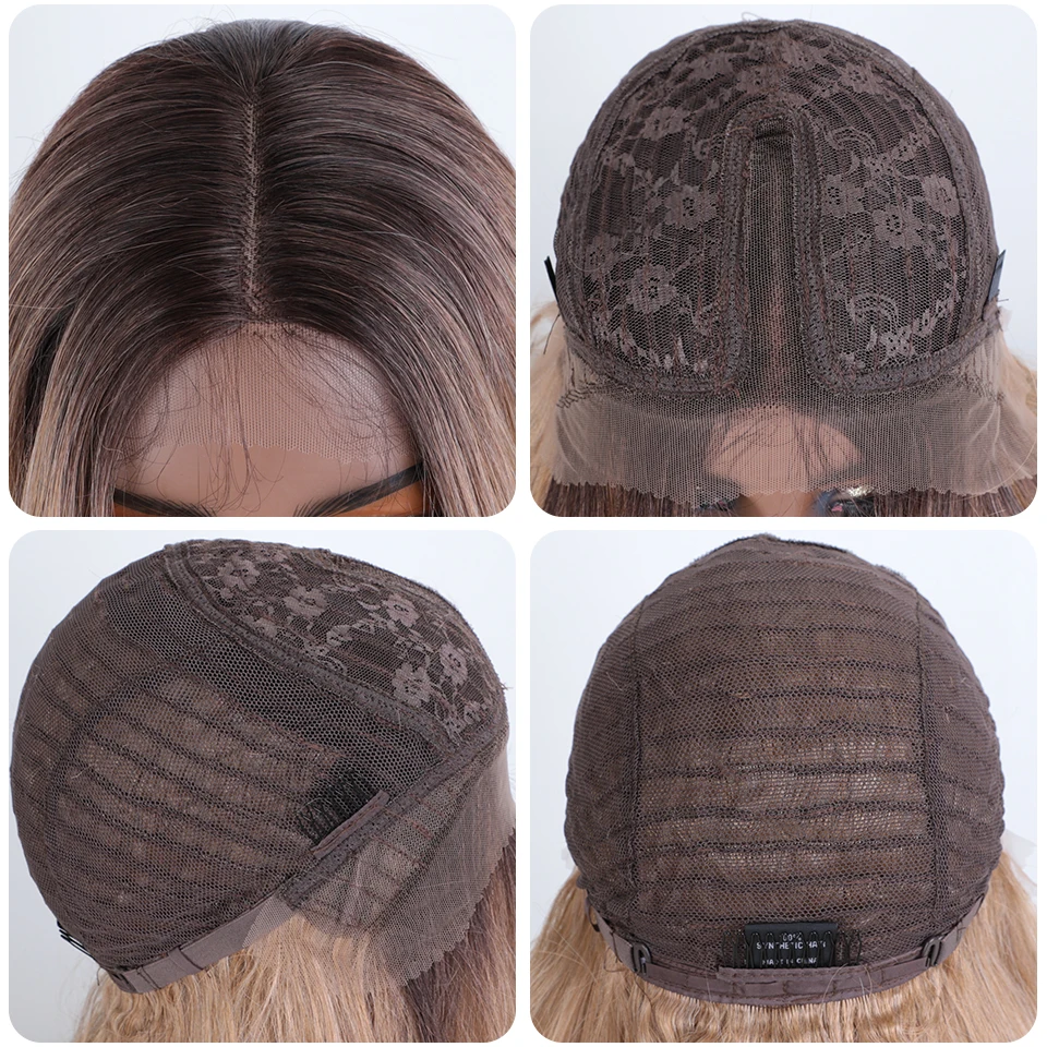 موضة المعبود 24 بوصة الجسم موجة الدانتيل الجبهة الباروكات الاصطناعية مع شعر الطفل الدانتيل الباروكات أومبير براون مستقيم الباروكات تأثيري للنساء