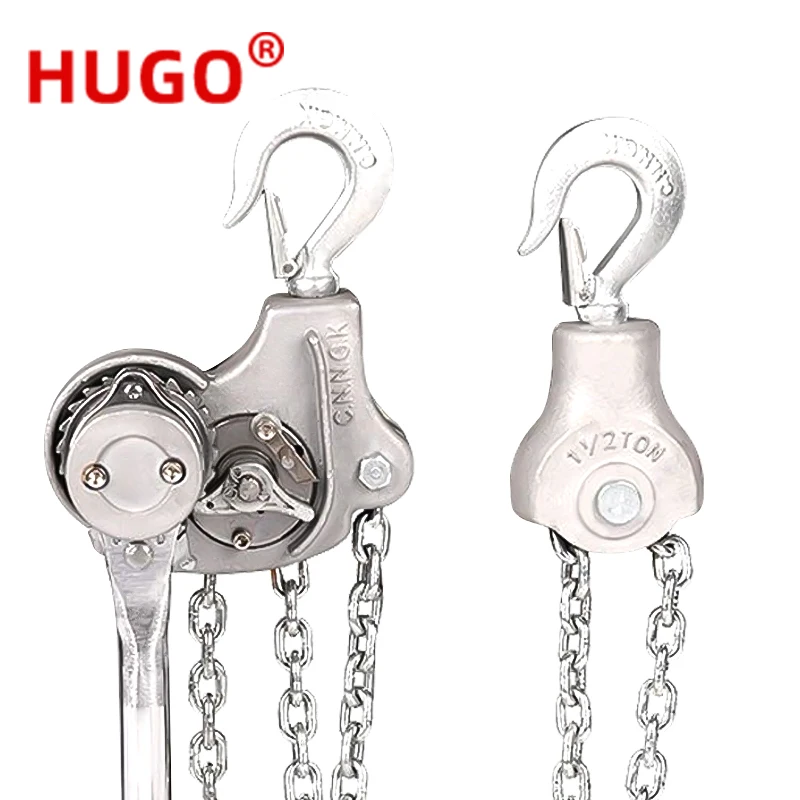 HUGO Aluminum Alloy Lever Hoist 0.75t 1.5t 3t 6t Portable Manual Operated Hoist Mini Chain Block For Lifting 3m 6m