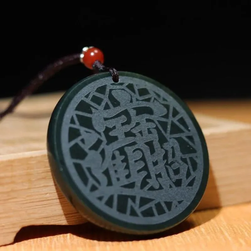 

Natural A Cargo Xinjiang Hetian Qingyu Fortune Cai Jinbao Men's Women's Gold Jade Pendant Gifts