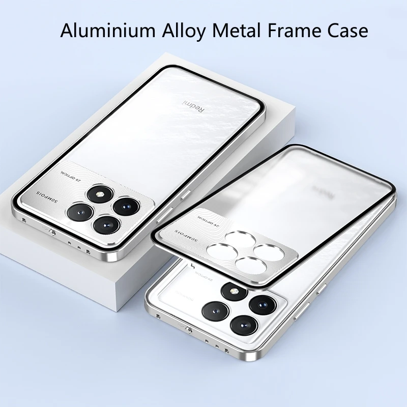 

Aluminium Alloy Metal Frame Case For Poco F6 Pro Case Matte transparent Back Cover For Xiaomi POCO F6Pro 5G Redmi K70 Bumper