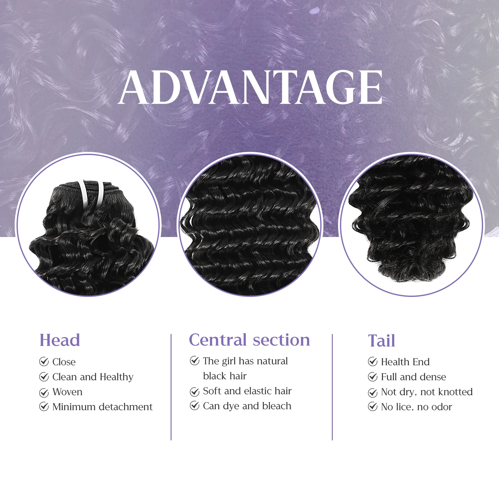 Powcign 100g/pc ディープウェーブダブルウェフト人毛エクステ、100%未処理バージン人毛、女性のための目に見えない高品質