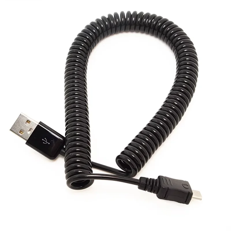 Spring Spiral Coiled USB2.0 Male to USB 2.0 Micro USB Male Adapter Data Sync Coiled Cable Adapter 1M/ 3M