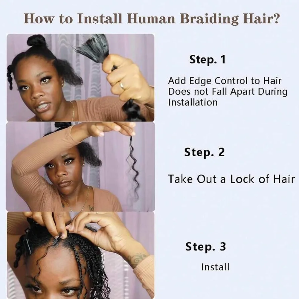 Cabello trenzado humano, cabello humano a granel de onda profunda de 26 pulgadas para trenzar, sin trama, 110g (2 paquetes-1 paquete), Ha humano rizado virgen brasileño