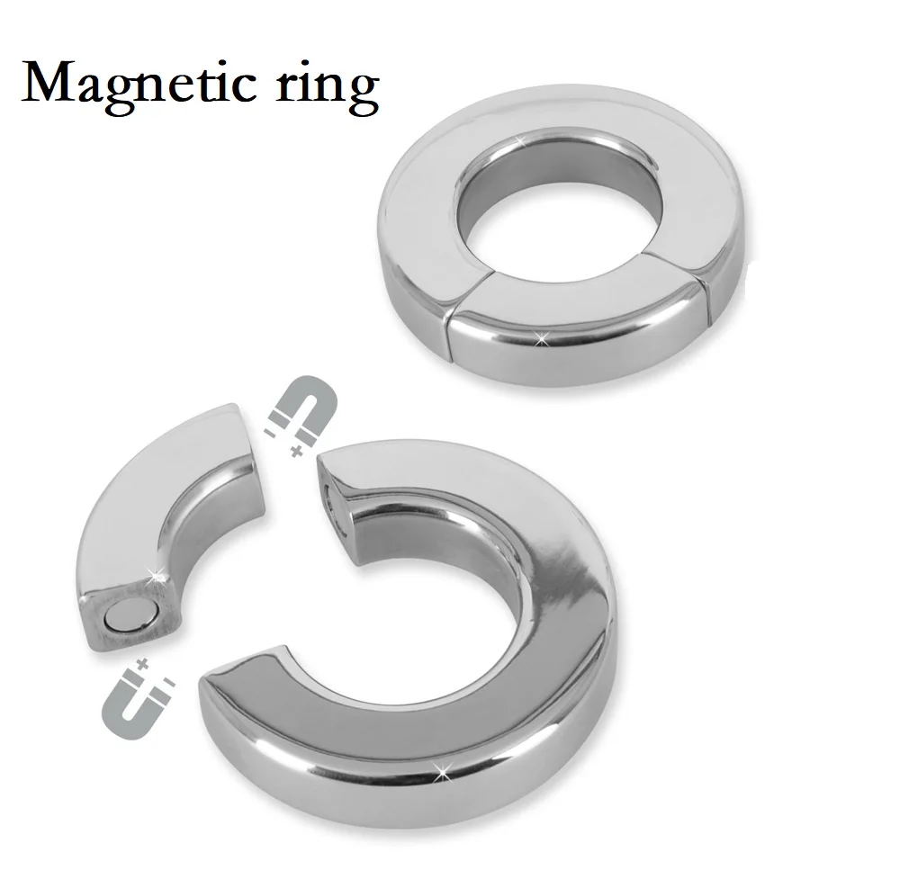 Stainless Steel Ball Stretcher Scrotum Pendant Heavy Magnetic Penis Lock Cock Ring Bondage Metal Erection Male Delay Sex Toy Man