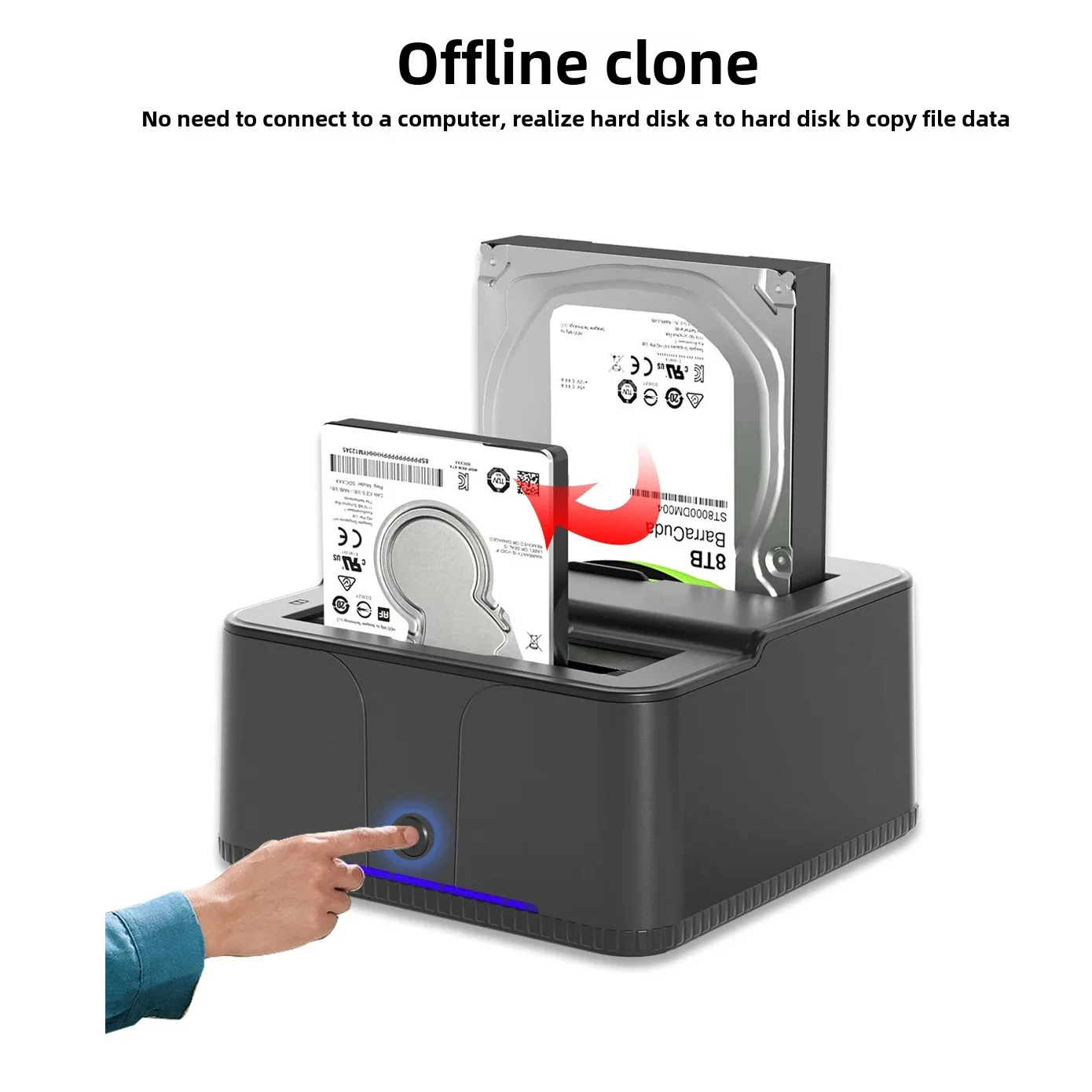 IDE SATA USB 2.0 듀얼 베이 HDD 도킹 스테이션 외장 하드 디스크 드라이브 2.5"/3.5" SSD 인클로저 원터치 백업 허브 카드 리더