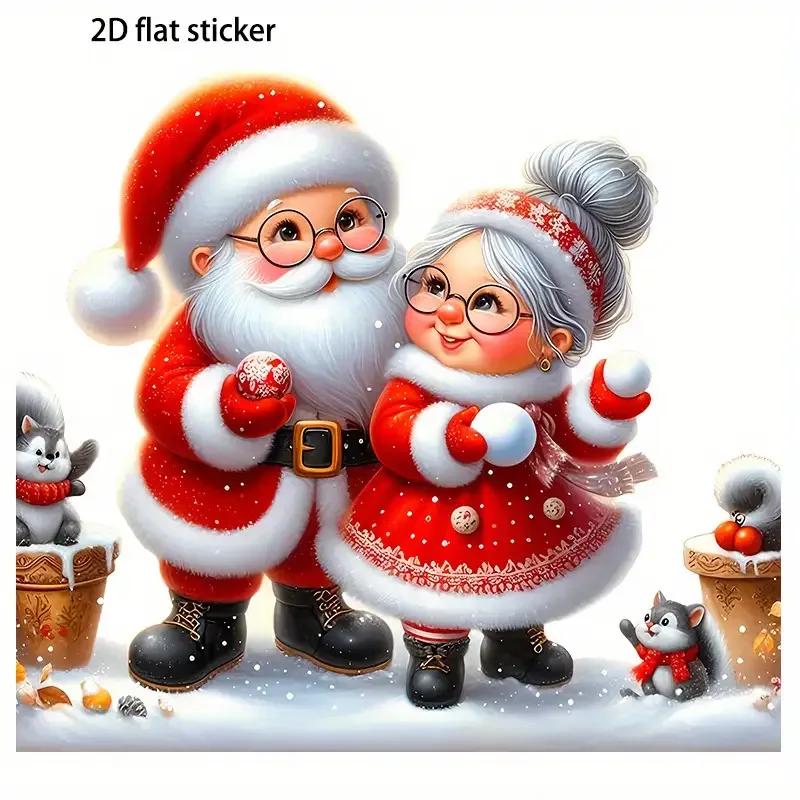 1PC Santa Claus Vinyl Sticker – Sparkly Decor – Fits Cars, Laptops, Phones, Windows, Walls & Glass – Disposable