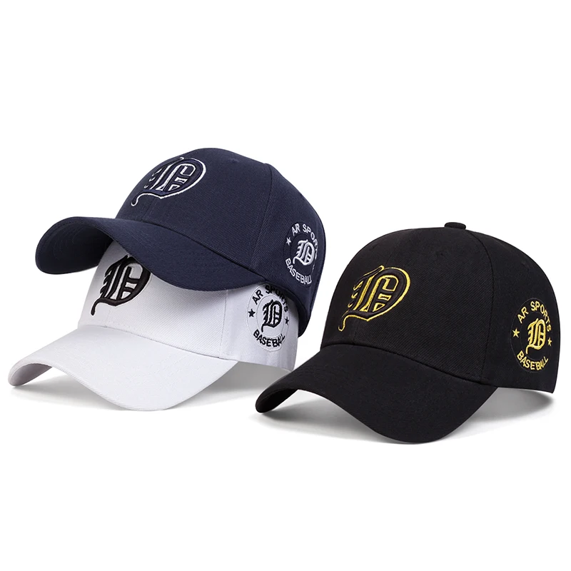 Unisex Gothic Letter D Embroidery Baseball Caps Spring Autumn Outdoor Adjustable Casual Hats Sunscreen Hat