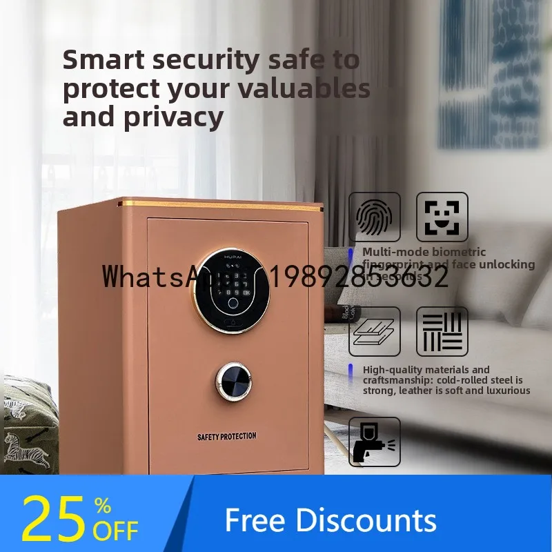 CZ All-Steel Smart Alarm Fingerprint Safe Leather Wrapped Jewelry Safe Home Safe