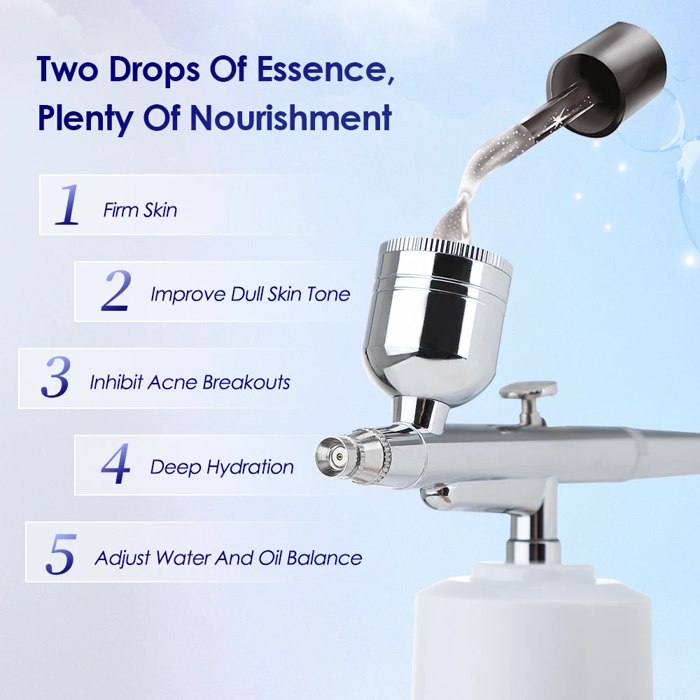 Portable USB Rechargeable Mini Electric High Pressure Oxygen Atomizer Air Compressor Spray Gun Sprayer Oxygen Injector Small Bubble Beauty Nano Skin Facial Hydration Moisturizing Skin Care Tools