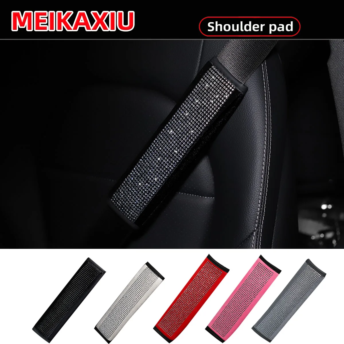 Universal Velvet Diamond-Studded Car Seat Belt Shoulder Cover Fashion Accessory Shiny Blingbling All-Season