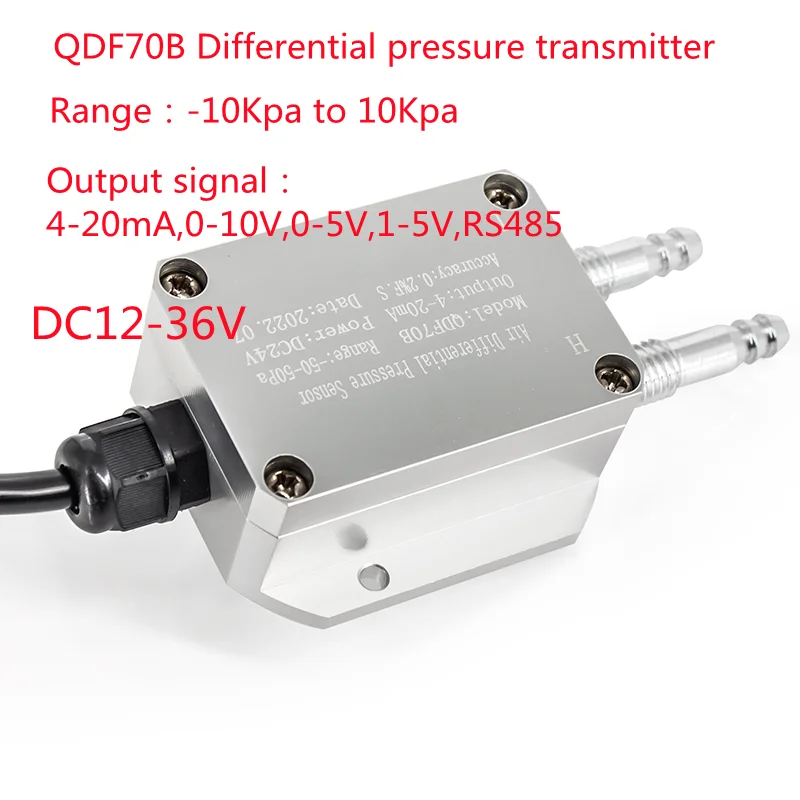 Imagem -02 - Diferencial do ar Transdutor de Pressão Diferença Digital Micro ar Vento Pressão Transmissor 420ma 010v 05v Sensor 0-100kpa