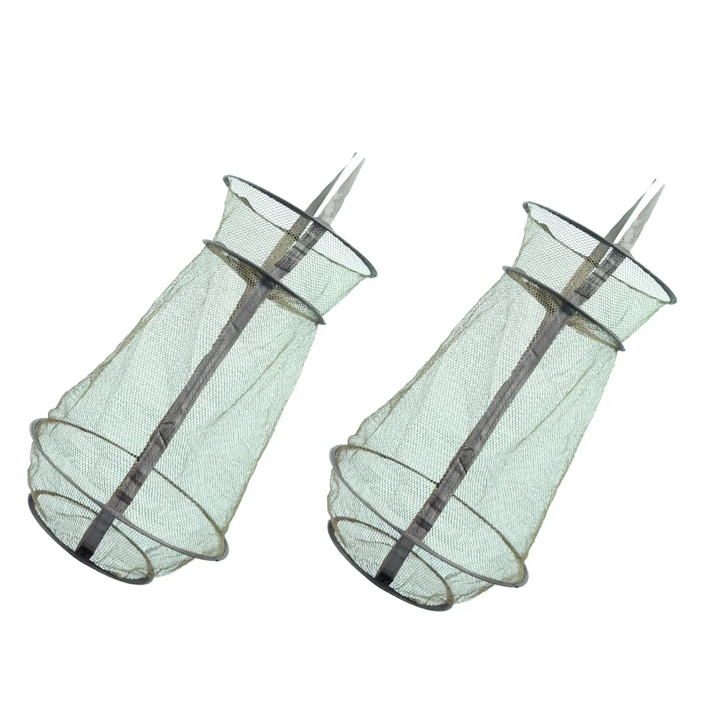 

2Pcs Long-Lasting Fish Cage with Drawstring Control Small Mesh Fishing Net Trap for Ponds Reservoirs Live Bait Conservation