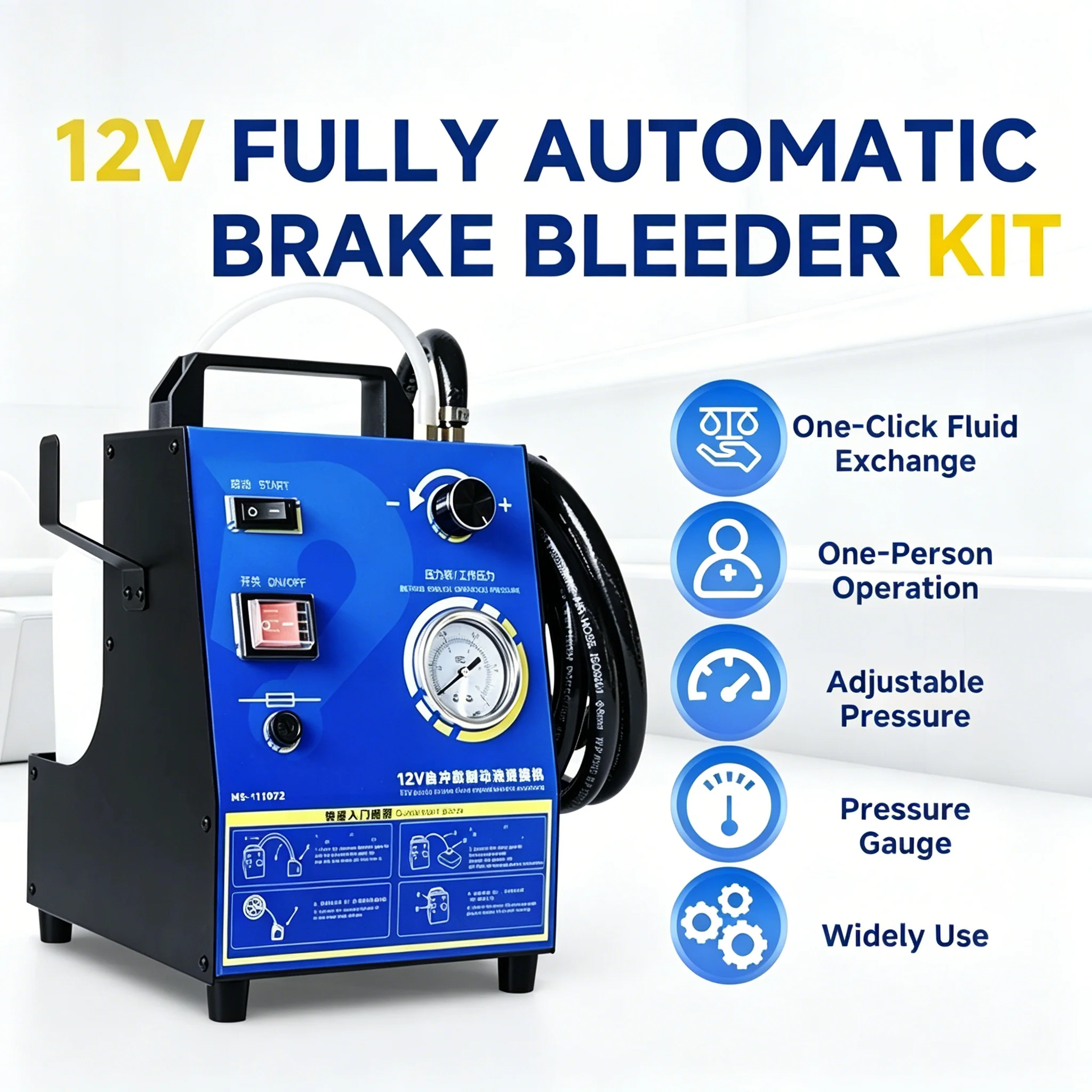 Brake Bleeder Kit - 12V volautomatische remontluchtingsset, nauwkeurige drukregeling, auto