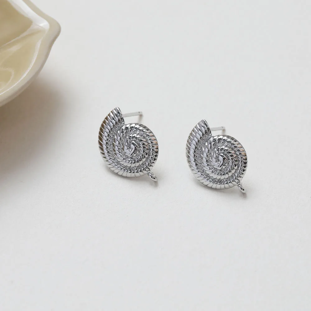 4PCS Brass Shell Conch Shaped Ear Studs 14K Gold Plated Jewelry Earrings DIY Accessories Components