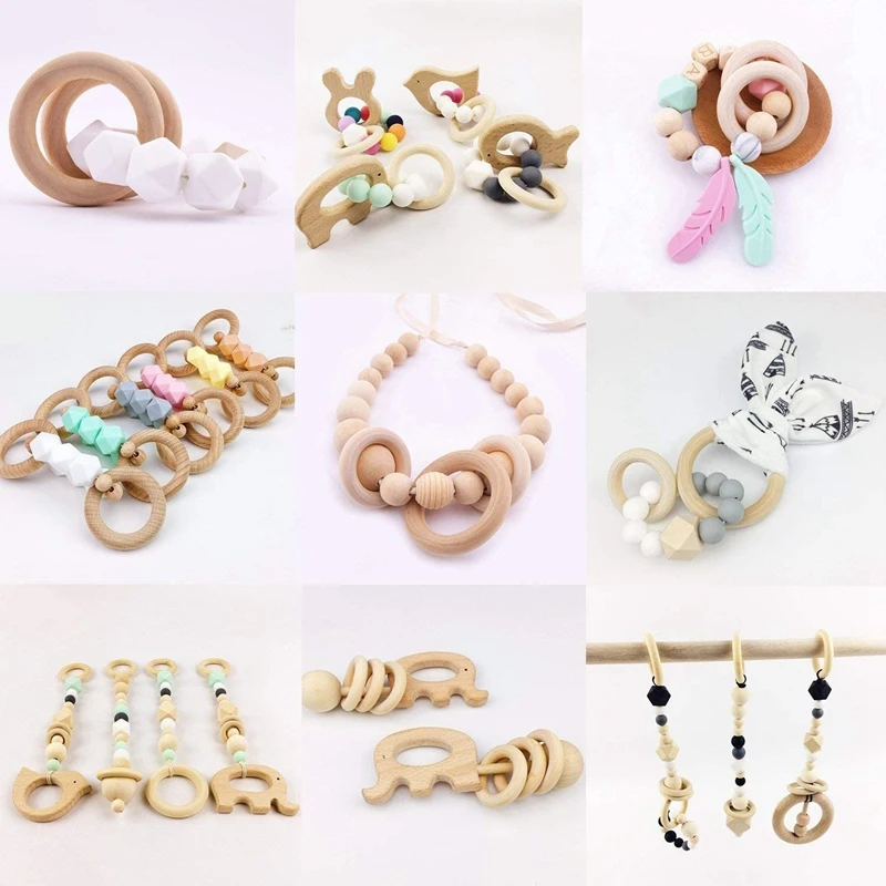 120Pcs Natural Wood Rings Set, Unfinished Macrame Wooden Ring, Wood Circles For DIY Craft, Ring Pendant Jewelry Making