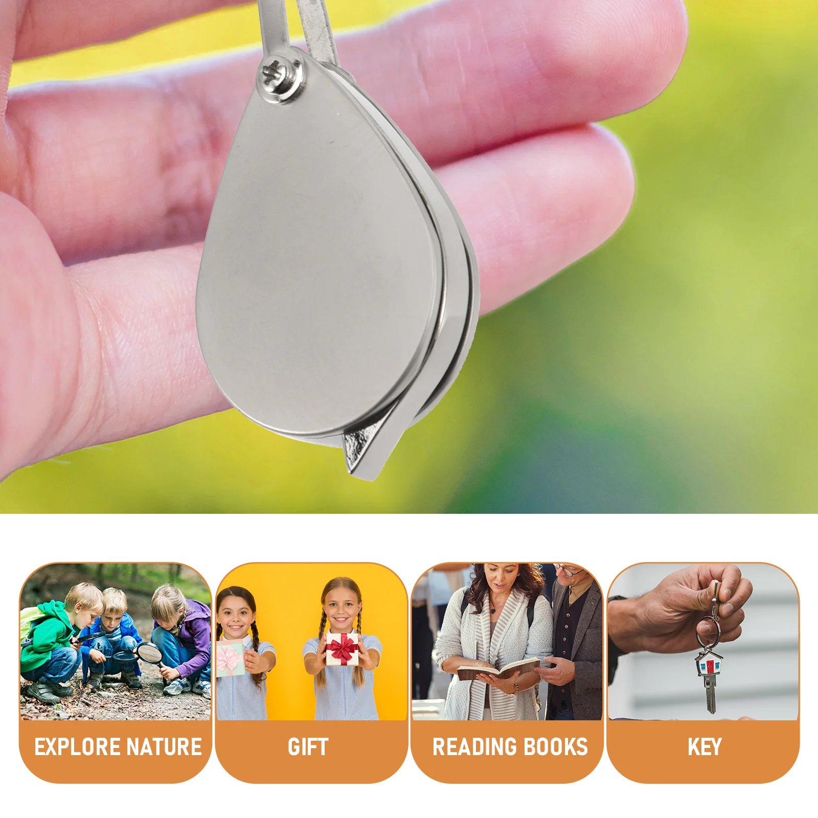 

Magnifying Glass Pendant Hanging Portable Foldable Loupe Keychain Outdoor Reading Inspection Tool for Seniors Hobbyists