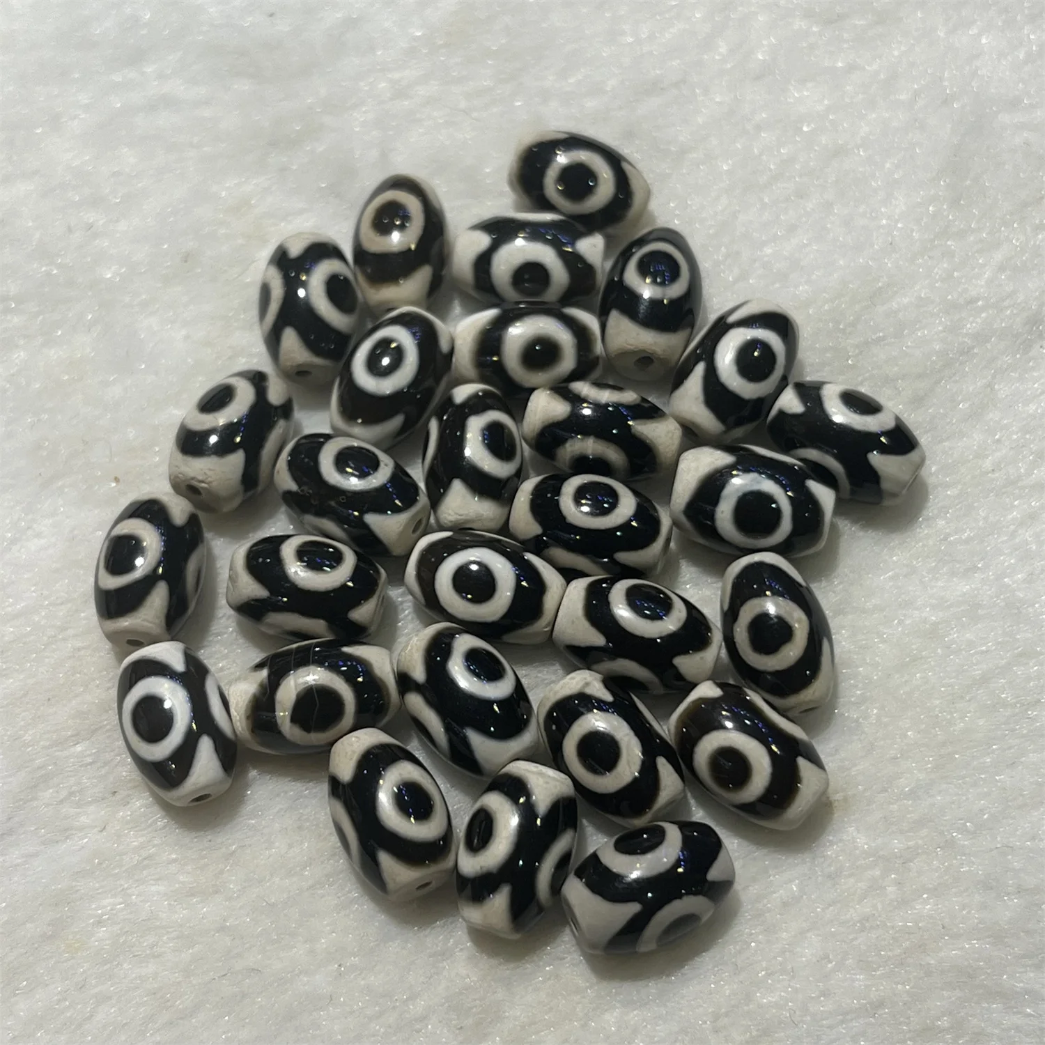 20pcs/lot Natural Agate Three-Eyed Pattern Dzi Millet Bead 8*12mm weathering patterns DIY bracelets Loose beads wholesale taki