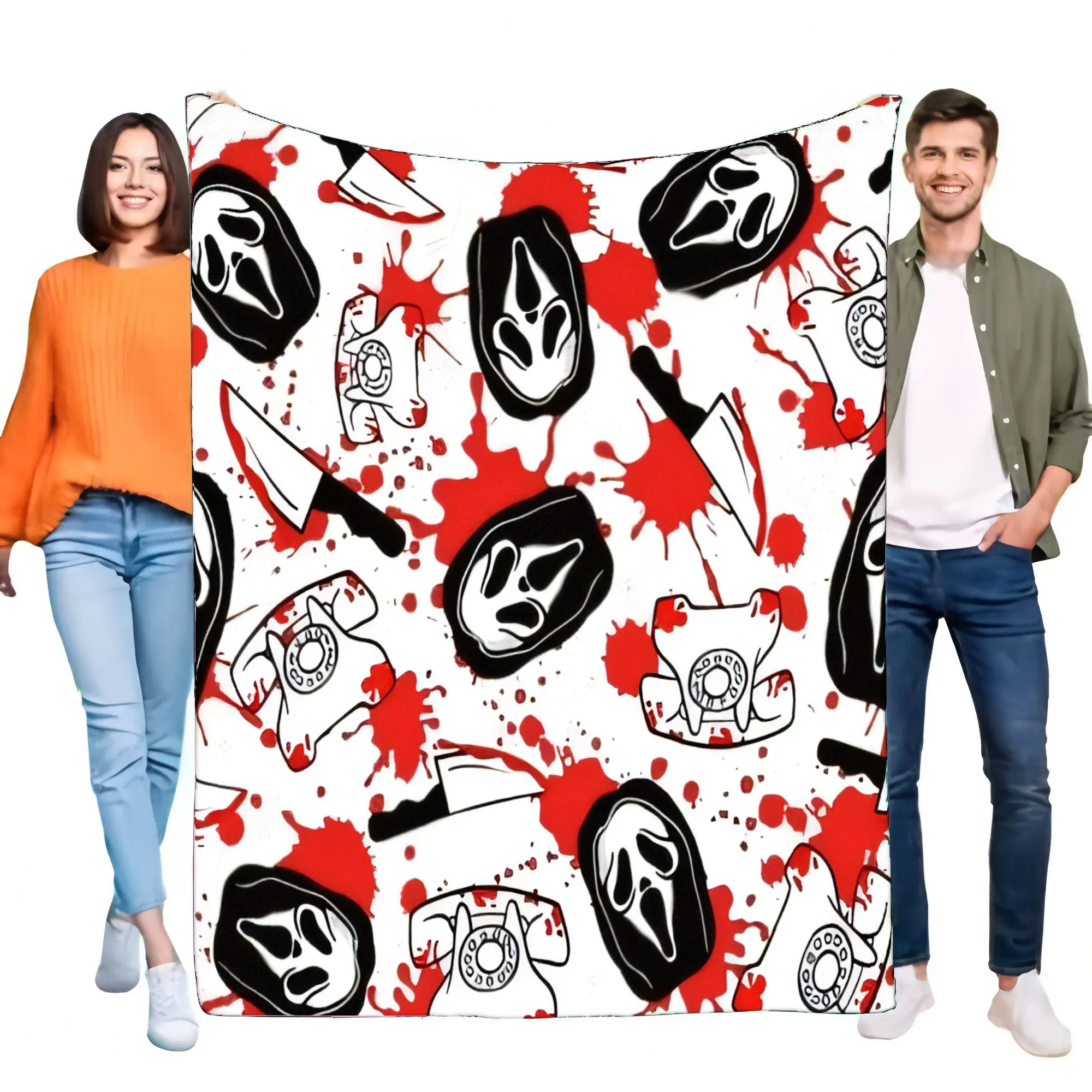 Scream Horror Blanket Cozy Throw Soft Bed Sofa Cover Stylish Lightweight Home Decor Perfect for Halloween Party Gift