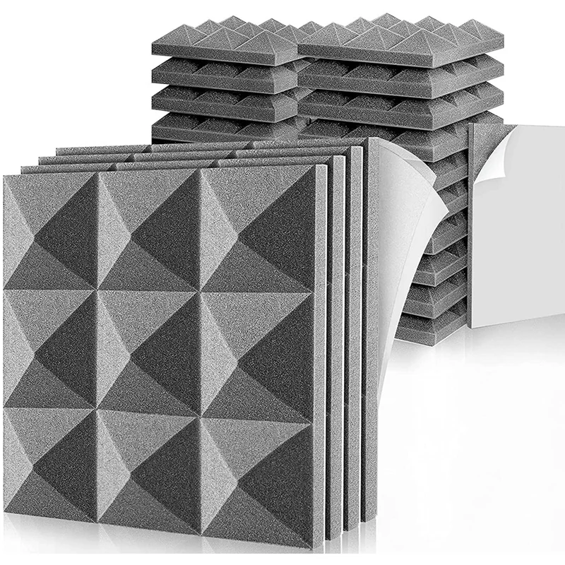 24 Pieces Acoustic Foam Board,Self-Adhesive Sound-Proof Foam Board,Wall Reduce Noise Foam,for Music,Studio,Etc,5X30X30cm