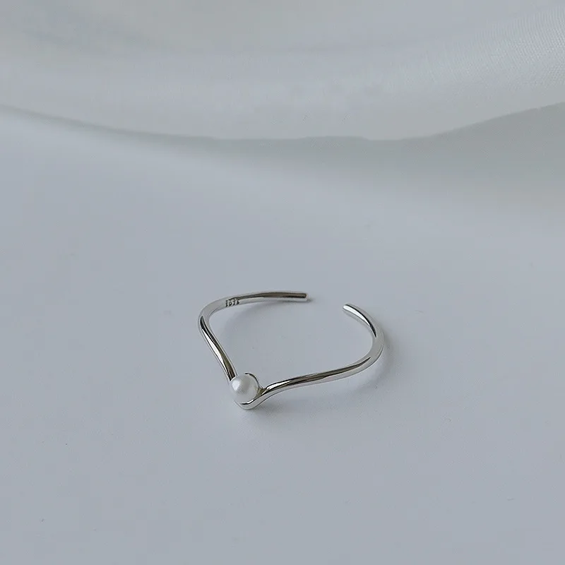 VENTFILLE 925 Sterling Silber Offene Perle Lächeln Stapelbarer Fingerring Einfache Mode Niedlich Einstellbar Für Weibliche Schmuck Großhandel – Detail 13