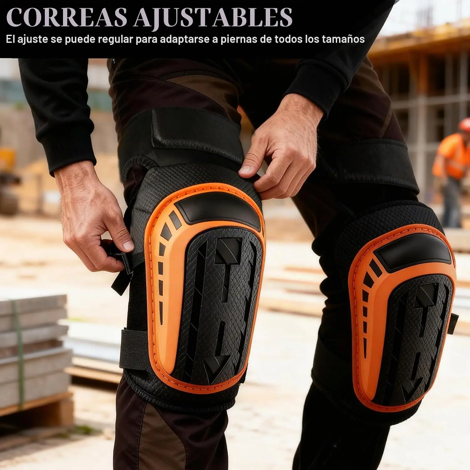 Professional Gel Work Knee Pads with Heavy Duty Foam Cushion, Adjustable Straps for Construction Gardening Flooring (1 Pair)