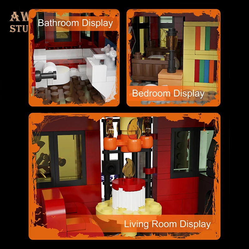 1249Pcs Haunted House Bricks 3D Model Horror Vampire Building MOC Set City Ghost Architecture Blocks Toys Adult Gifts Home Decor view 5