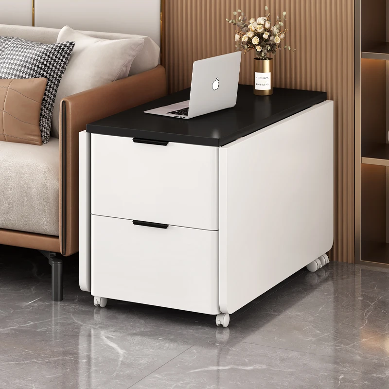 Household side table multi-function movable folding coffee table small apartment living room sofa side cabinet storage eating ta