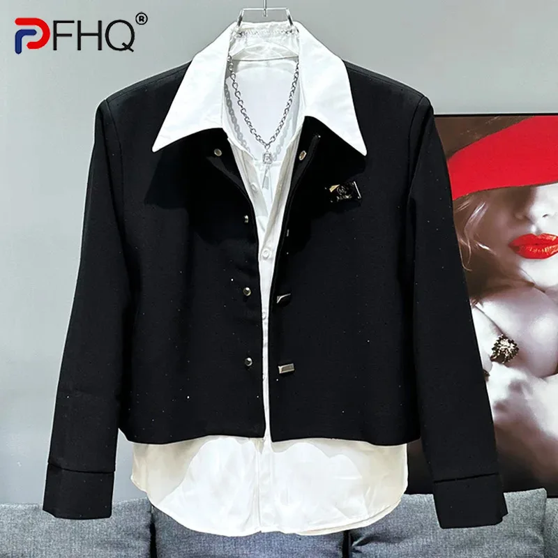 

PFHQ Men's Temperament Jackets Stand Collar Tide Single Breasted Haute Quality Personality Versatile Male Summer Coat 21Z4508