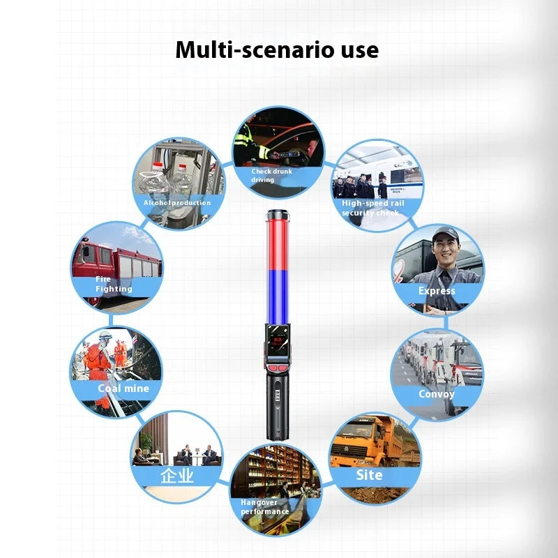 Alcohol Testing Baton with Voice Prompts And Flashing Lights for Traffic Control Precision Portable Device for Law Enforcement