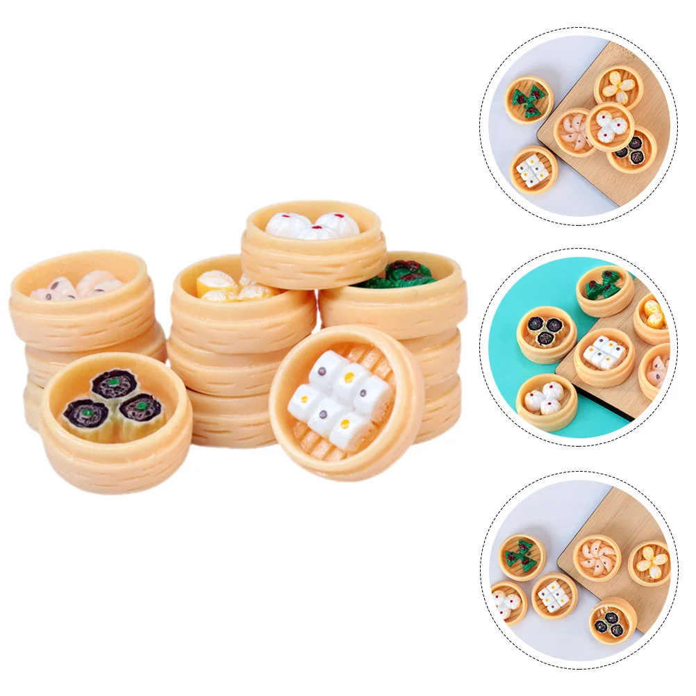 

Simulation Small Steamer Bun Food Steamed Buns Decor Miniature Decors Kids Recognize Toy Model Craft Fake Resin Mini Play Food