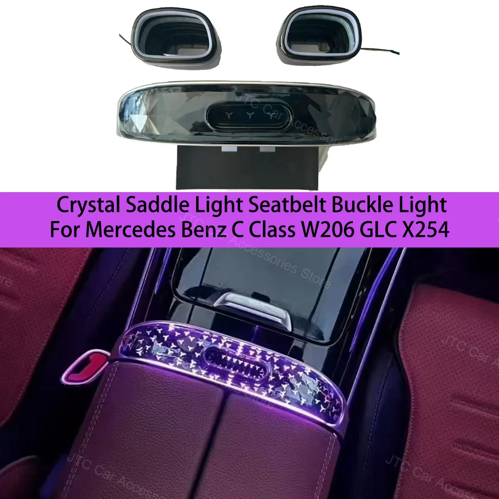 LED Center Console Crystal Saddle Light for Mercedes Benz GLC X254 C Class W206 Seatbelt Buckle Light Interior Ambient Lights