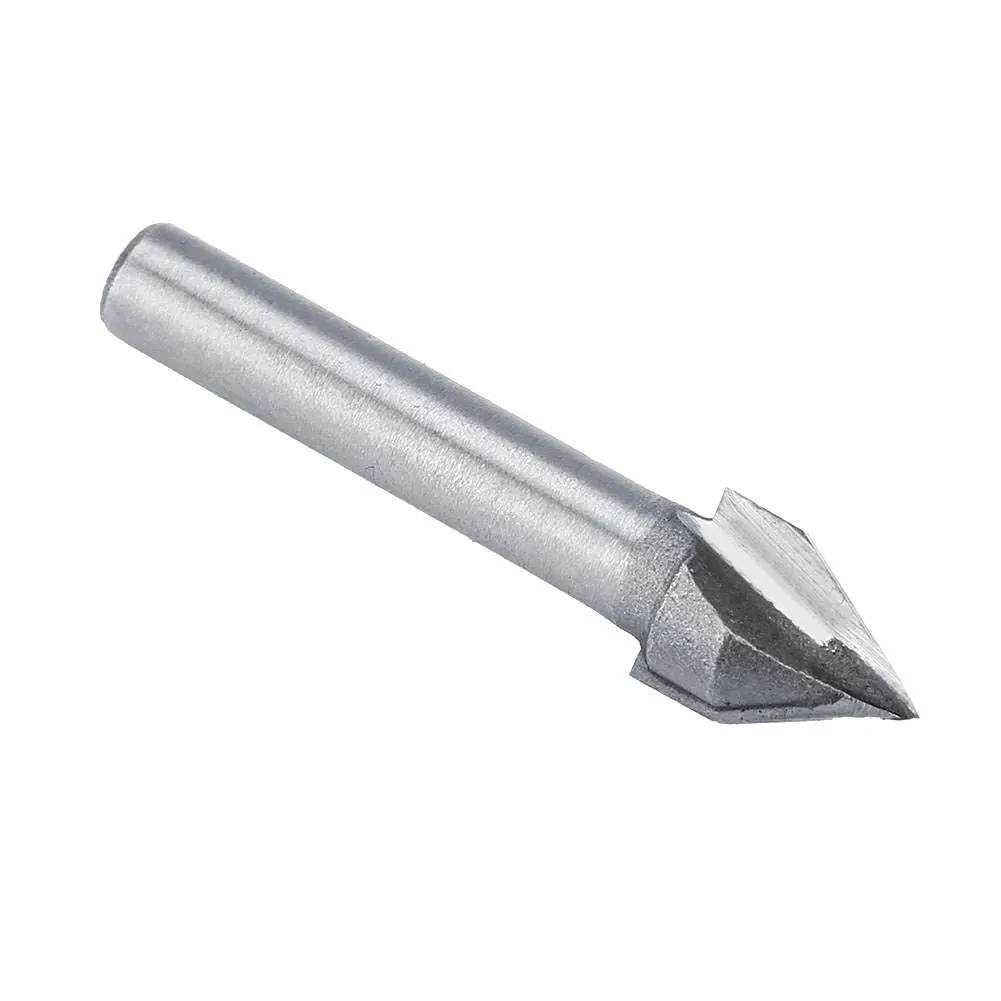 60 ° CNC نحت الخامس الأخدود ثلاثية الأبعاد راوتر 6X10 مللي متر 1/4 بوصة مقبض النجارة نحت سكين قطع أداة كامل طول 50 مللي متر-ABUA #4