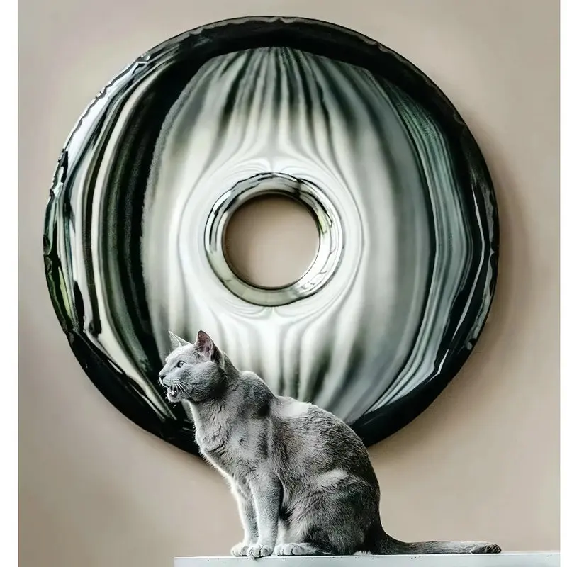 Stainless steel electroplated donut wall decoration, Nordic light luxury circular wall decoration, living room wall hanging