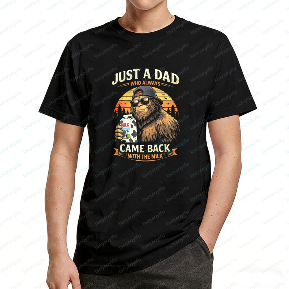 Vintage Bigfoot T-Shirt Came Back with The Milk Print Tops Dad Enthusiast Tee Father's Day Vintage Classic Trend Men's Clothing