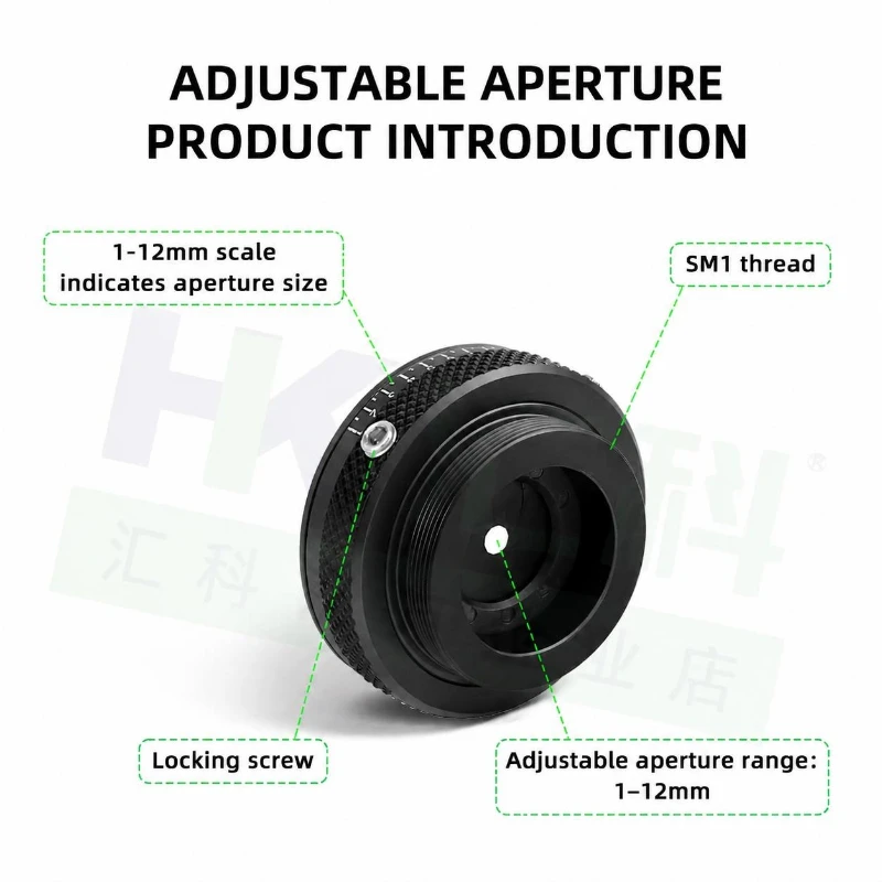 SM1 External Thread Adjustable Iris Diaphragm, Round Aperture Slit Pinhole for Laboratory Optical Imaging Test GL-T1/GL-T1-30
