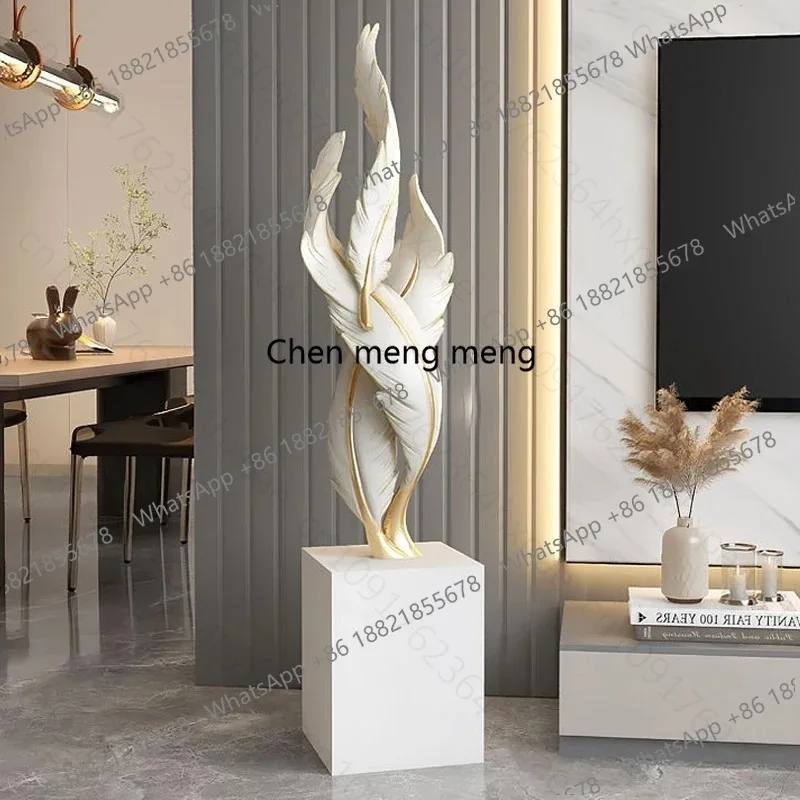 F150 Elegant Luxury Feather Standing Statue Modern Art Interior Decoration Ornaments Home Entryway Living Room Large Decor Sculp