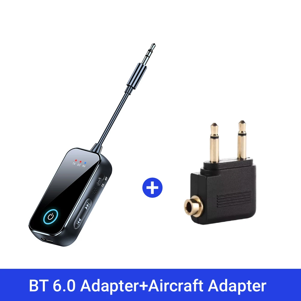 Bluetooth 6.0 AUX Audio Zender Ontvanger 2 IN 1 Draadloze Adapter 3.5 MM Met Microfoon HiFi Stereo Muziek Voor Auto TV PC Vliegtuig