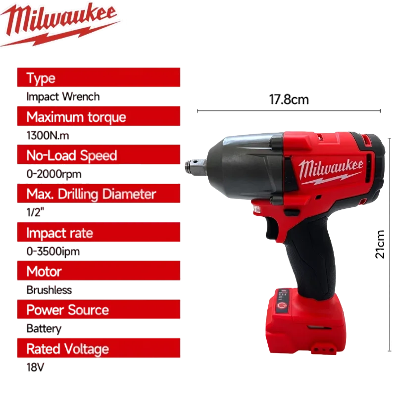 ميلووكي 1300NM 18 فولت بطارية مفتاح كهربائي لاسلكي عزم دوران كبير فرش تأثير وجع سيارة شاحنة إصلاح أدوات كهربائية #5