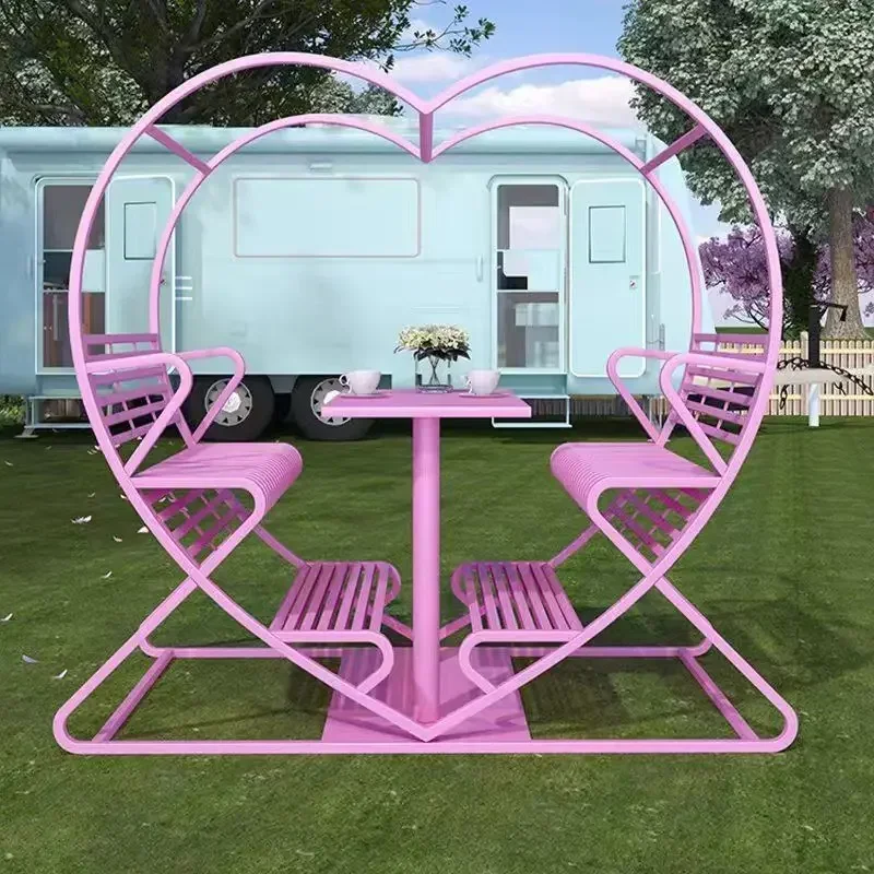 Outdoor park scenic spot love swing chair Internet celebrity outdoor photo shooting props table and chair courtyard outdoor deco