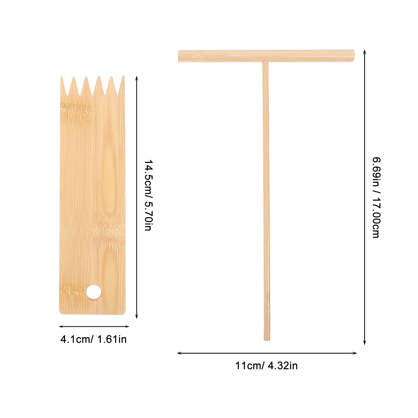 Juego de herramientas de jardín Zen de bambú japonés, Mini rastrillos, accesorios de mesa de arena, bandeja de arena Zen, suministros para escritorio, 5 uds.